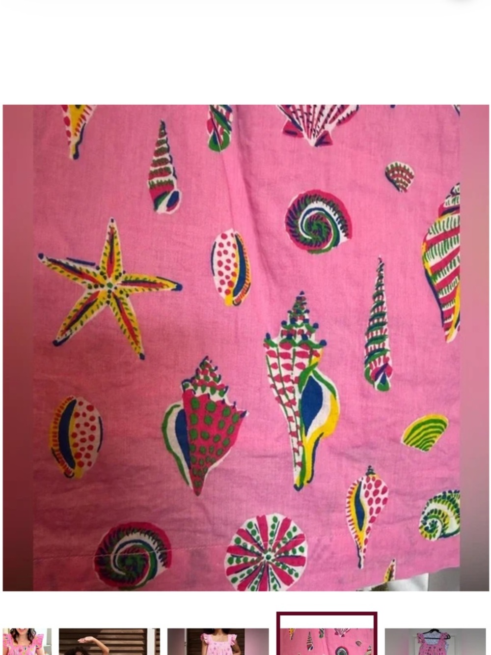 NWT PRINTFRESH Organic Cotton Beachcomber - Shoreline Dress | Neon Bubblegum - Picture 5 of 5